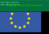 The moment when the video pauses at the European Union flag.