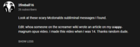 The creator's response on YouTube in the video's description.