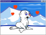 Happy White Seal says "I Love You